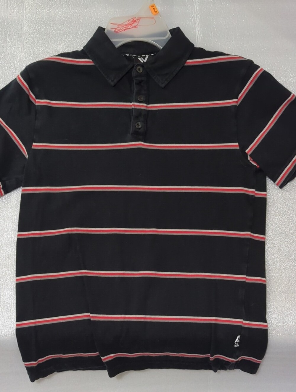 Boy's Shaun White Black Polo with Red & White Stripes